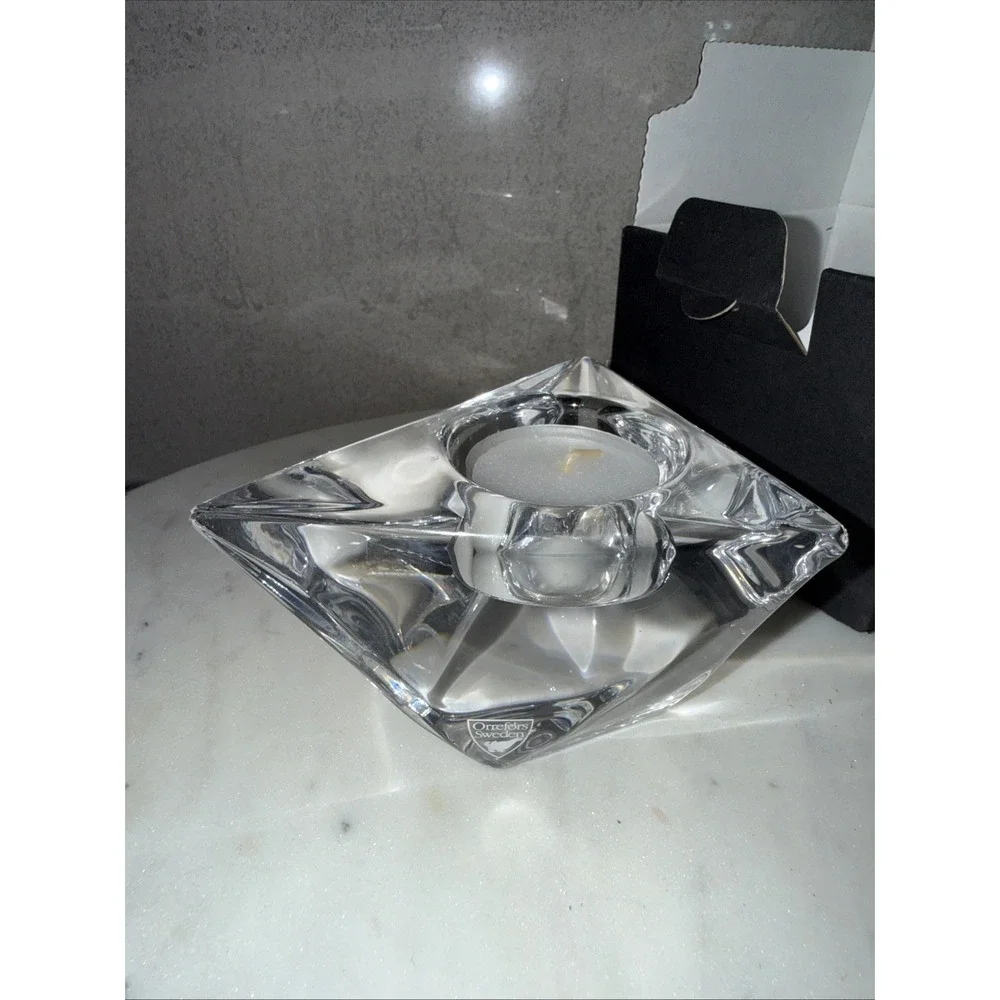 Orrefors Sweden Crystal Diamond Helen Krafts‎ Design Votive Candle Holder